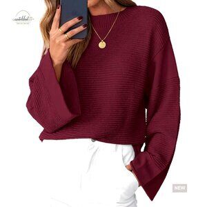Oversized Ribbed Knit Sweater Pullover Long Sleeve Tunic Top